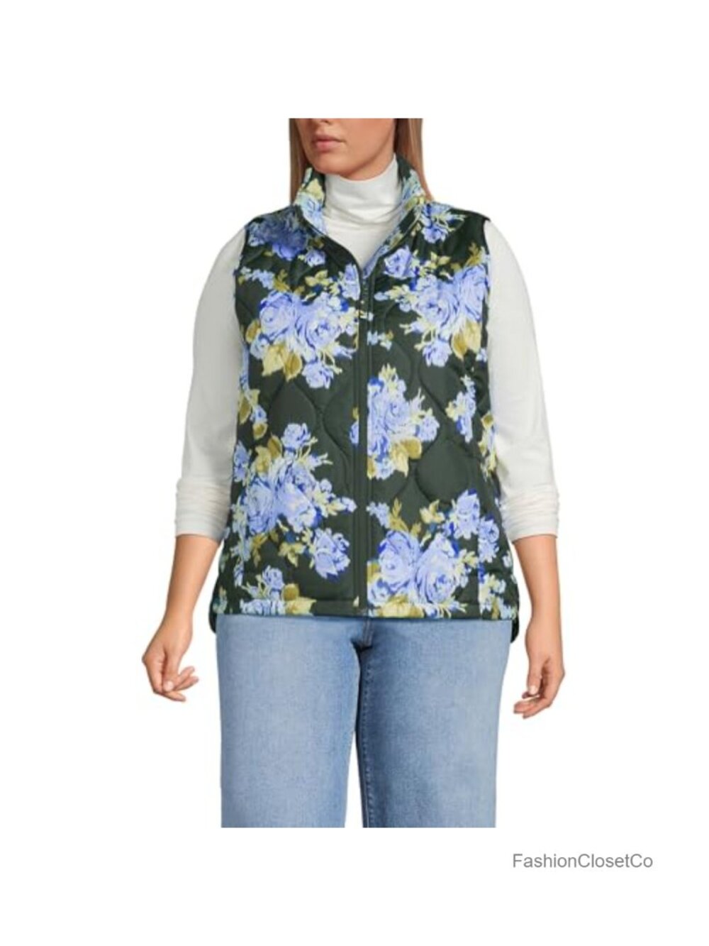 Quilted Insulated Vest with Stand Collar, Water-Resistant Shell